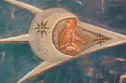 The two objects in the upper part of the fresco